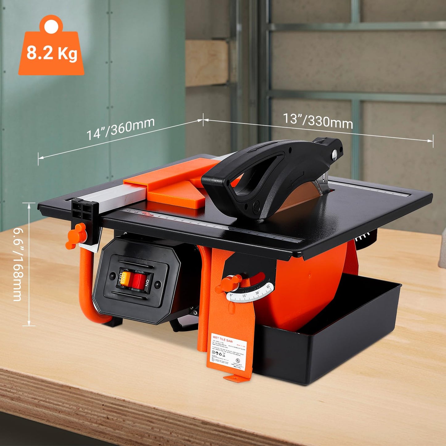 7 inch Wet Tile Saw, MERXENG 3450 RPM, Bevel cuts tile from 0 to 45 Degrees, Tile Cutter Wet Saw with Water Reservoir for Cutting Tiles and Stones, for DIY Enthusiasts