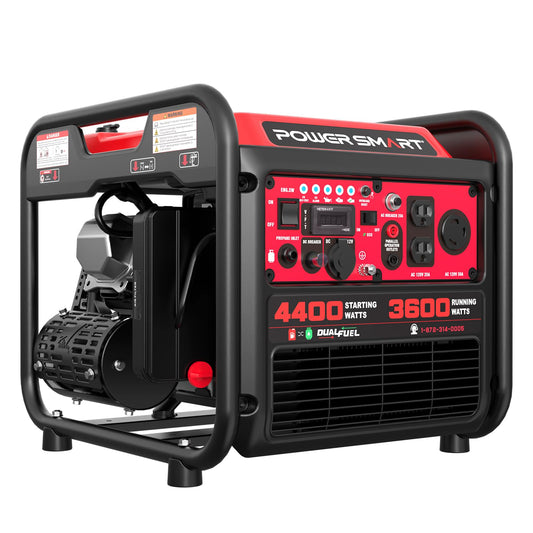 4400-Watt Dual Fuel Portable Inverter Generator, PowerSmart Gas Powered, CO-Sensor, Lightweight & Quiet for Home Use and Emergency Backup, Camping, EPA Compliant