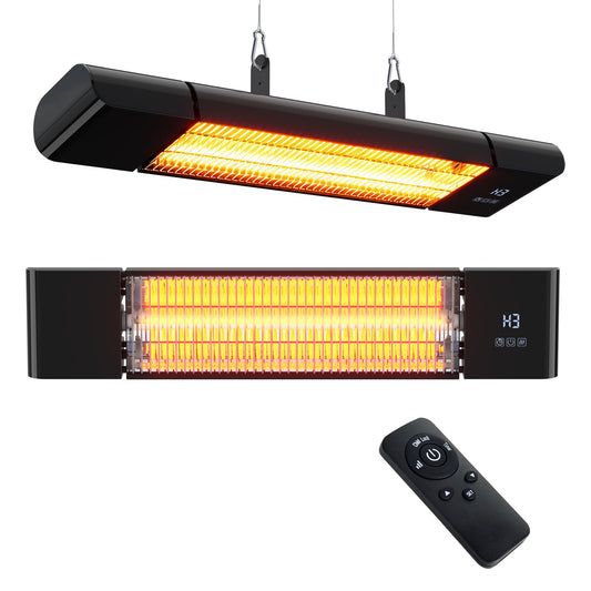 Infrared Electric Patio Heater,Outdoor Electric Patio Heater, Hanging Mounted and Ceiling Mounted Heater for Patio, Garage, Backyard, 1500W, Black