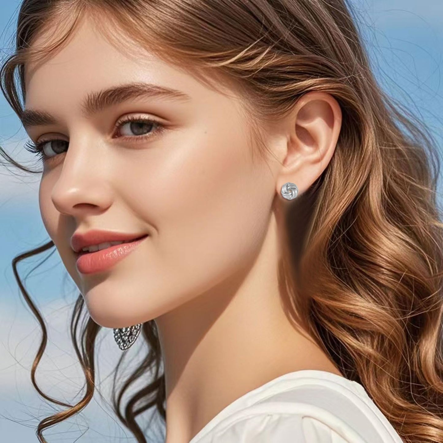 Silver Earrings Stud for Womens Small Knot Earrings Love Knot Earring Jewelry