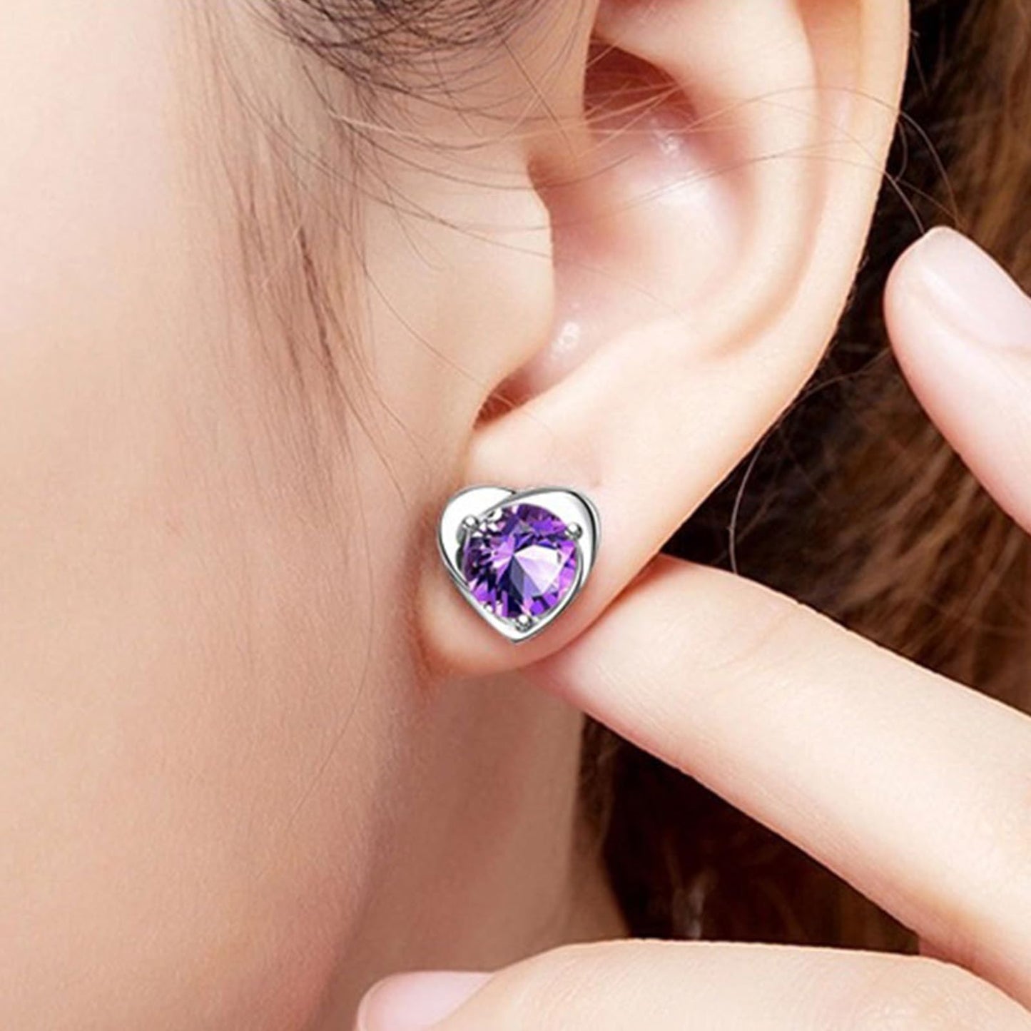 Halolux Lymphatic Germanium Earrings for Women, 2 Pairs Dainty CZ Zircon Acupressure Earrings for Lymphvity Drainage Support Hypoallergenic Ear Jewelry Gift (Purple)