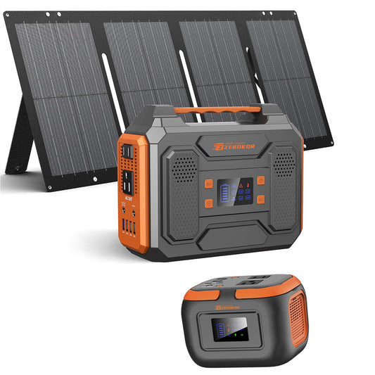 300W Portable Solar Powered Power Station Generator with 60W Panel, 120W 110V Outdoor Solar Power Pack with USB C Input for Home Use RV Van VanLife Power Outage