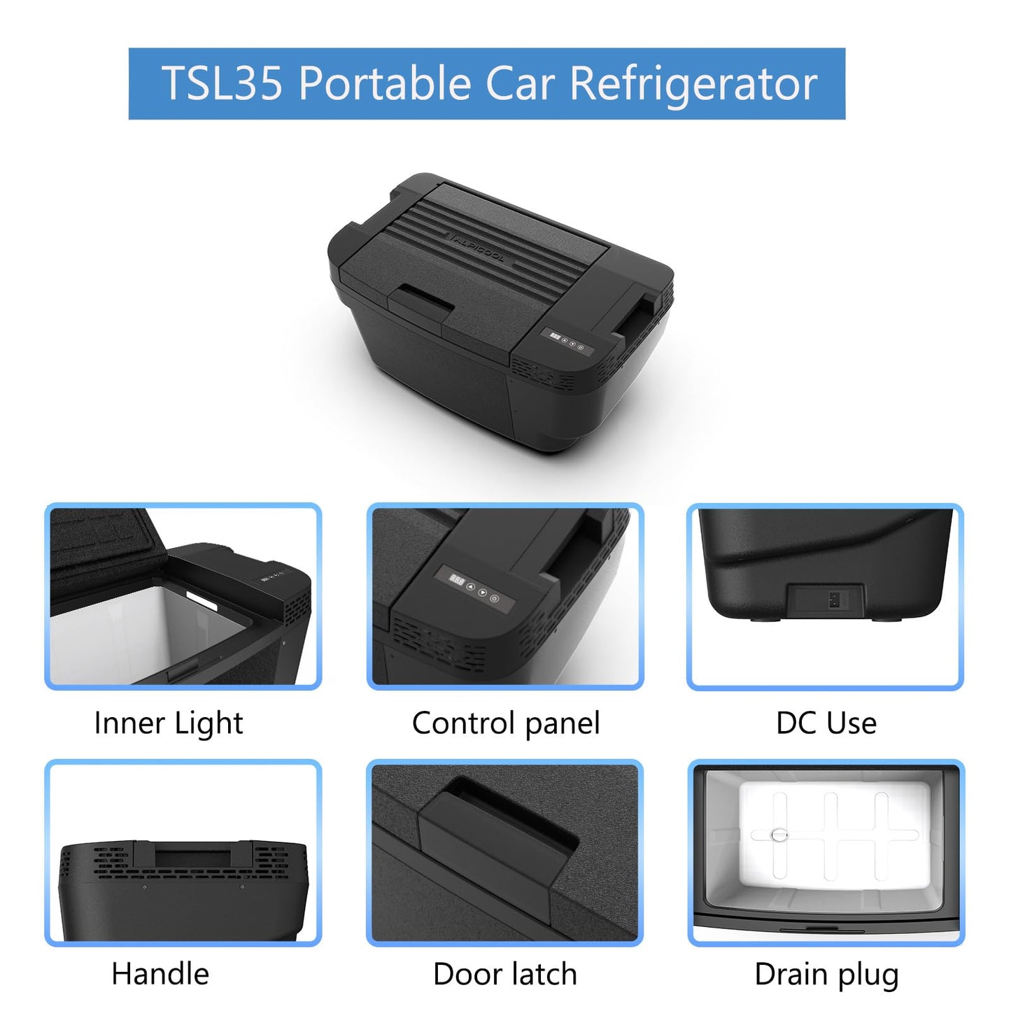 Alpicool TSL35 Portable Car Refrigerator for Tesla Model Y 2024, 37qt(35L) Car Freezer, Fast Cooling Fridge -4℉~68℉, 12/24V DC for Outdoor, Camping
