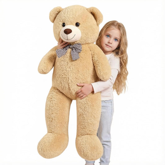 47 Inch Giant Brown Big Teddy Bear, Life Size Stuffed Animals, 4 Feet Light Brown Large Plush Toy for All Ages Kids, Girlfriend Boyfriend, Great Gift Idea for Birthday & Party Decorations
