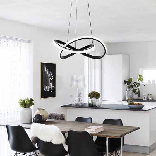 MAYNA Modern LED Pendant Light Fixture, Contemporary LED Chandelier with Irregular Ring Lights, Adjustable Modern Chandeliers for Dining Room Kitchen Entryway Living Room Bedroom, 6000K Daylight