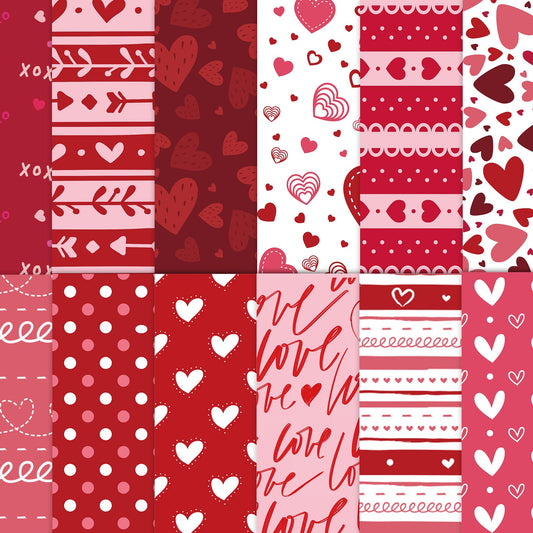 48 Sheets Valentines Day Heart Scrapbook Paper Cardstock Colorful Heart,11x11inch Valentine's Scrapbooking Paper Pad,Romantic DIY Craft Decorative Pattern Paper for Journals Gift Wrapping Supplies