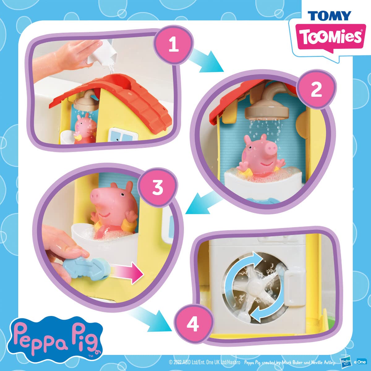 TOMY Toomies Peppa Pig House Bath Toy Playset – Toddler Bathtub Activity Center Suction Cup Toy – Peppa Pig Baby Bath Toys - Toddler Bath and Water Toys - Ages 18 Months and Up