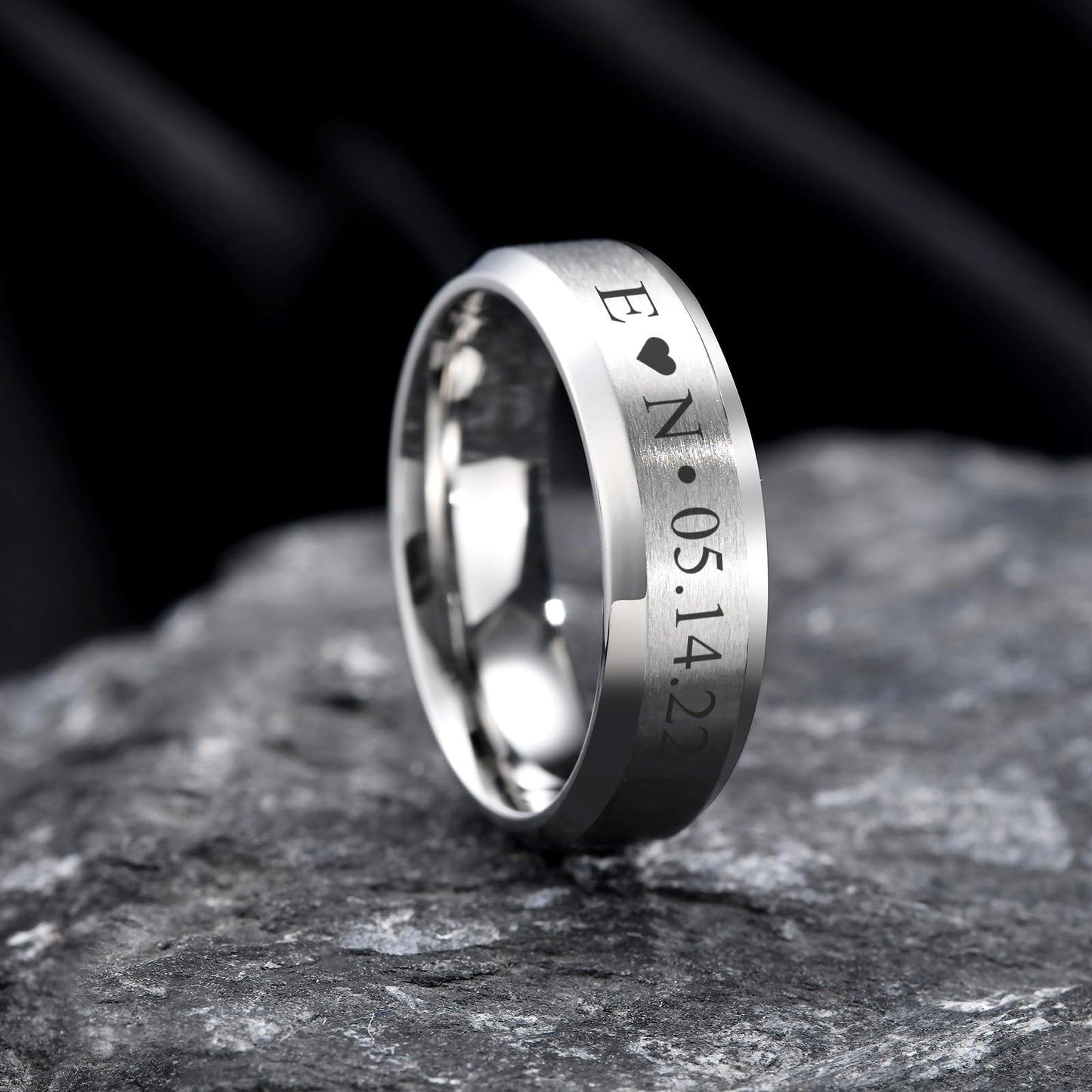 VNOX Customize Personalized 6MM Stainless Steel Simple Matte Brushed Finish Wedding Band Engagement Rings for Men Women,Size 7