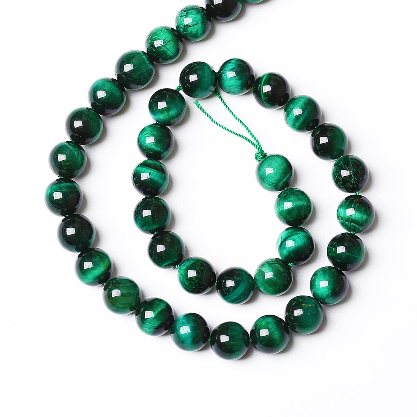 8mm 45PCS Natural Green Tiger Eye Stone Beads Spacer Round Loose Beads for Jewelry Making DIY Bracelet Accessories Strand 15 inches