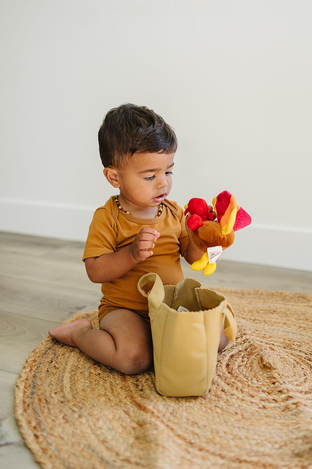 Genius Baby Toys My First Thanksgiving Toy with Plush Gobble Turkey, Teddy Bear, Little Pumpkin Pie, Indigenous Native American Girl - Cute Thanksgiving Toys for Babies Toddlers