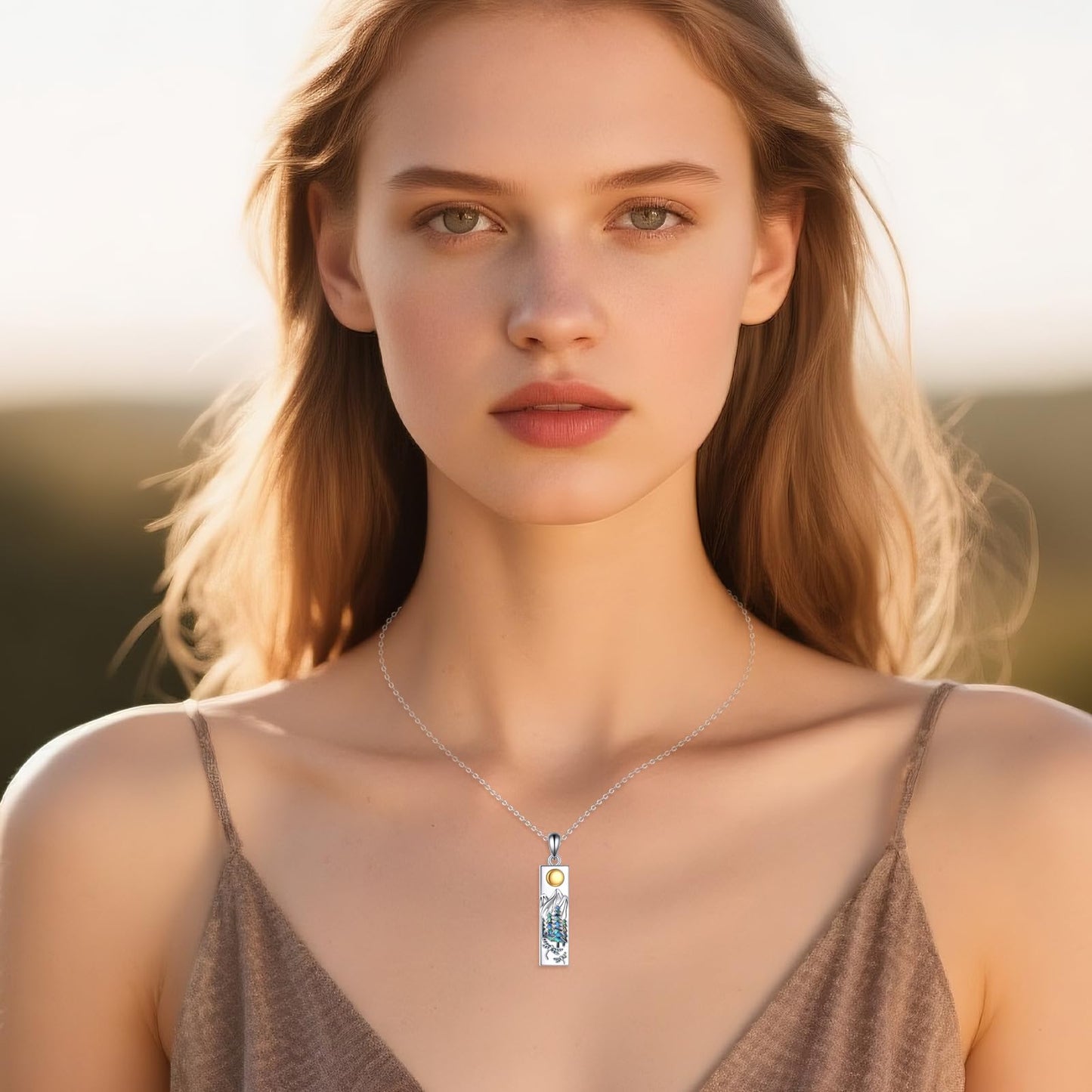 YFN Dragonfly Mountain Necklace for Women Sterling Silver Nature Jewelry Gift for Skiers, Hikers, Campers, Climbers and Nature Lovers