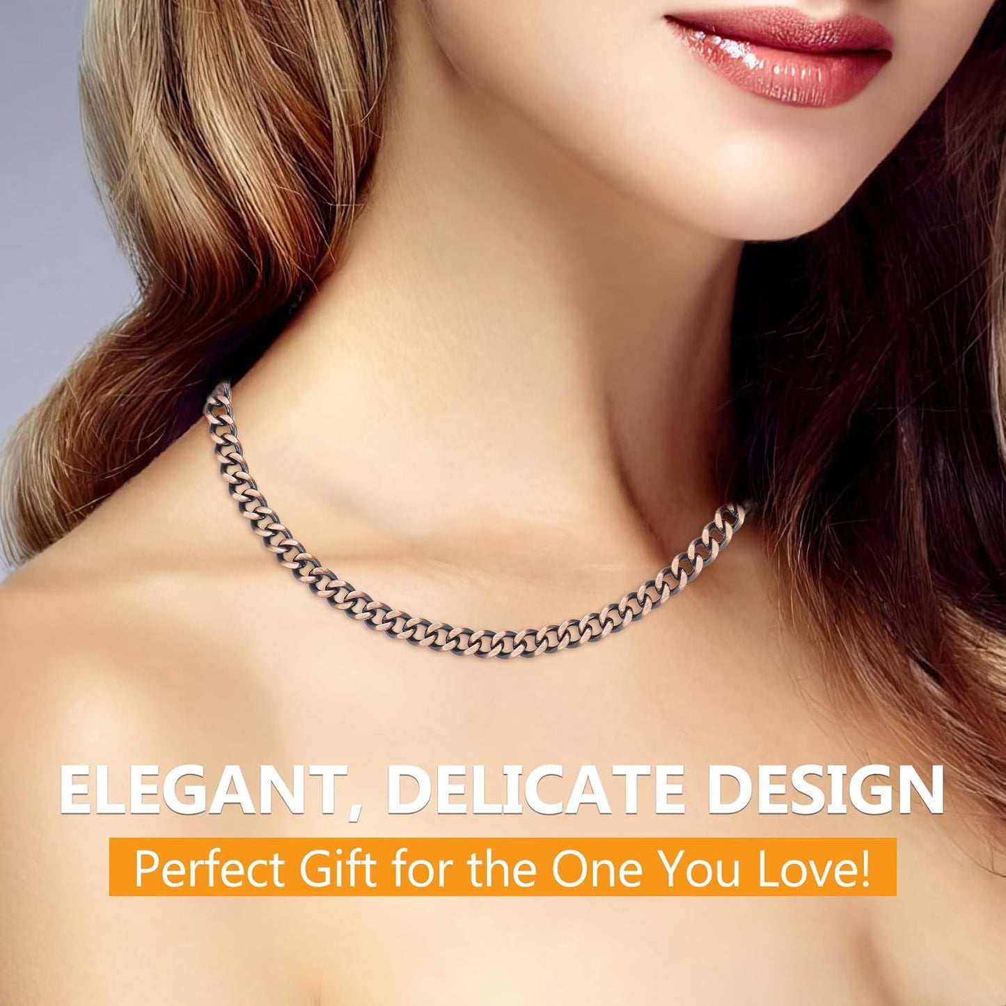EnerMagiX Copper Necklace for Women Men, 99.9% Pure Copper Hands Copper Chain Recklace, Adjustable Jewelry Gifts（19.7inch）