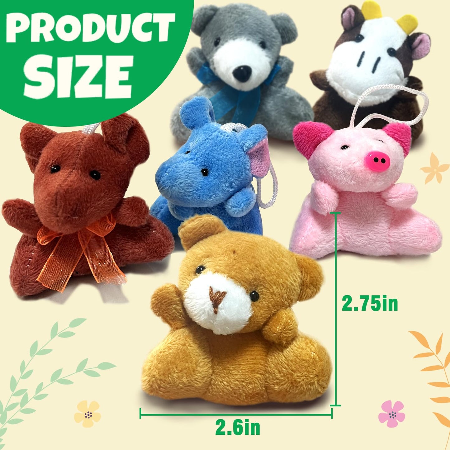 EDZTUN 32Pcs Mini Plush Animals Toy Set Assortment Easter Christmas Bulk Stuffed Keychain Party Favors for Kids Small Animals Decorations Toys Carnival Prizes Birthday Goodie Bag Fillers