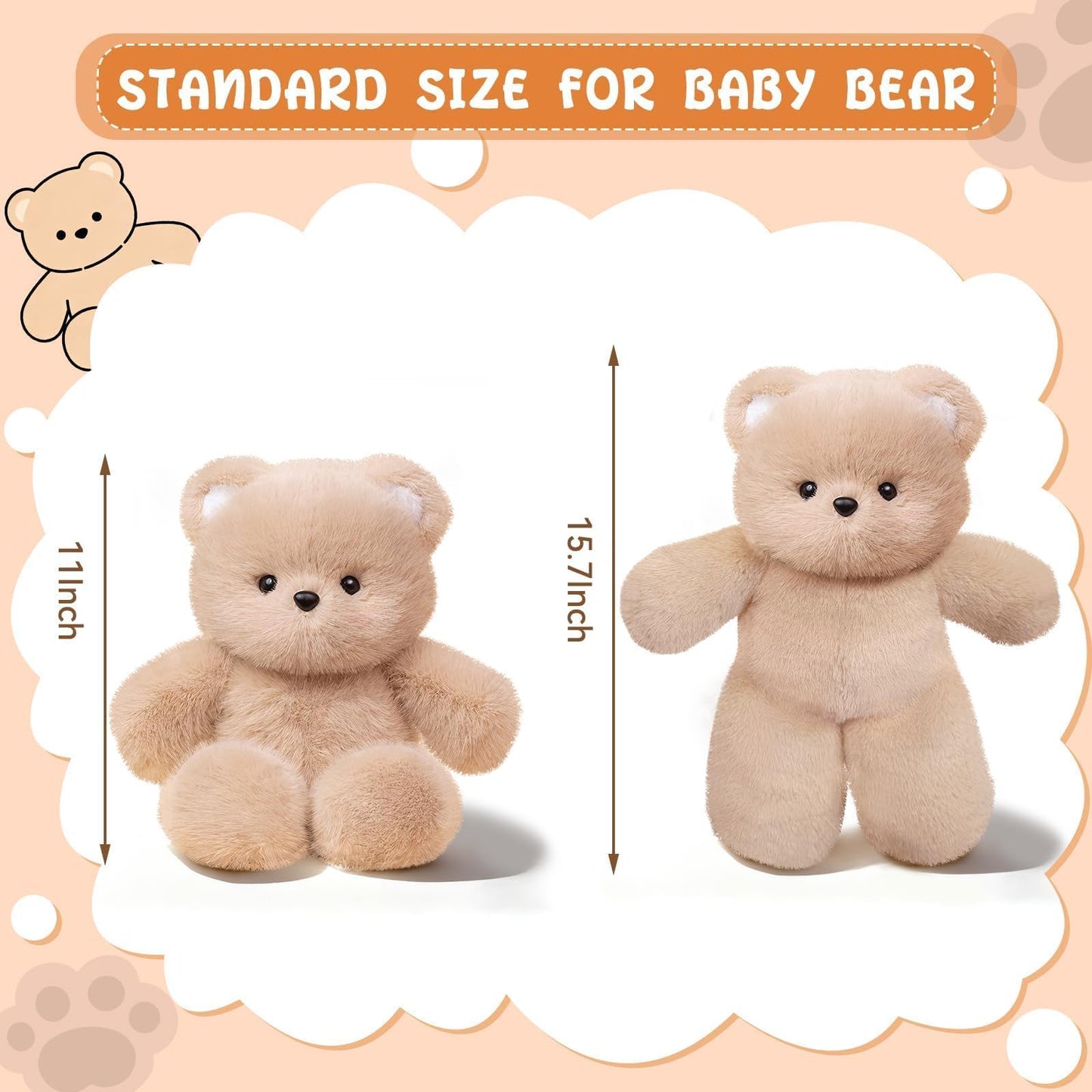 FPYWO Teddy Bear Stuffed Animal - 16 Inch Cute Teddy Bear Plush Toy Pillow for Kids & Adults, Huggable Easter Stuffed Animals Party Gifts Plush Toys, 0.66 lbs