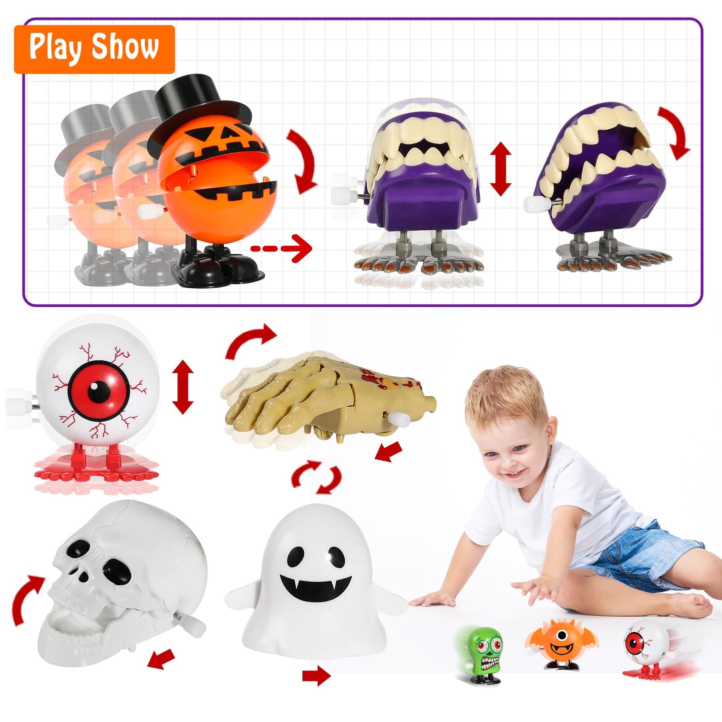 Max Fun 30Pcs Halloween Wind Up Toys Assortment Halloween Toys for Kids Halloween Party Favors Goody Bag Filler Treat Bag Stuffers Halloween Treats Prizes