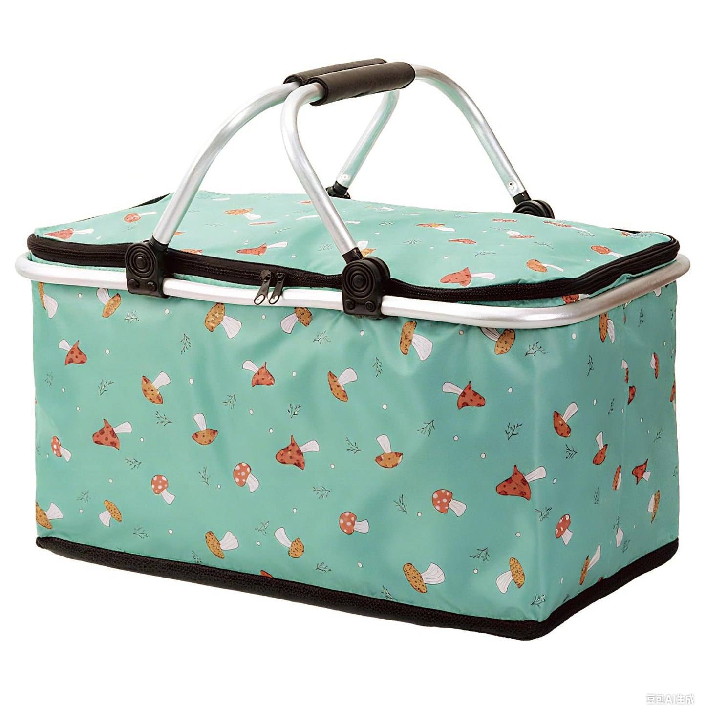 Insulated Picnic Basket for 2, Collapsible Shopping Baskets with 29L Large Market Basket with Handles, Folding Grocery Basket for Picnic Travel Food Delivery Market Shopping Bright Green