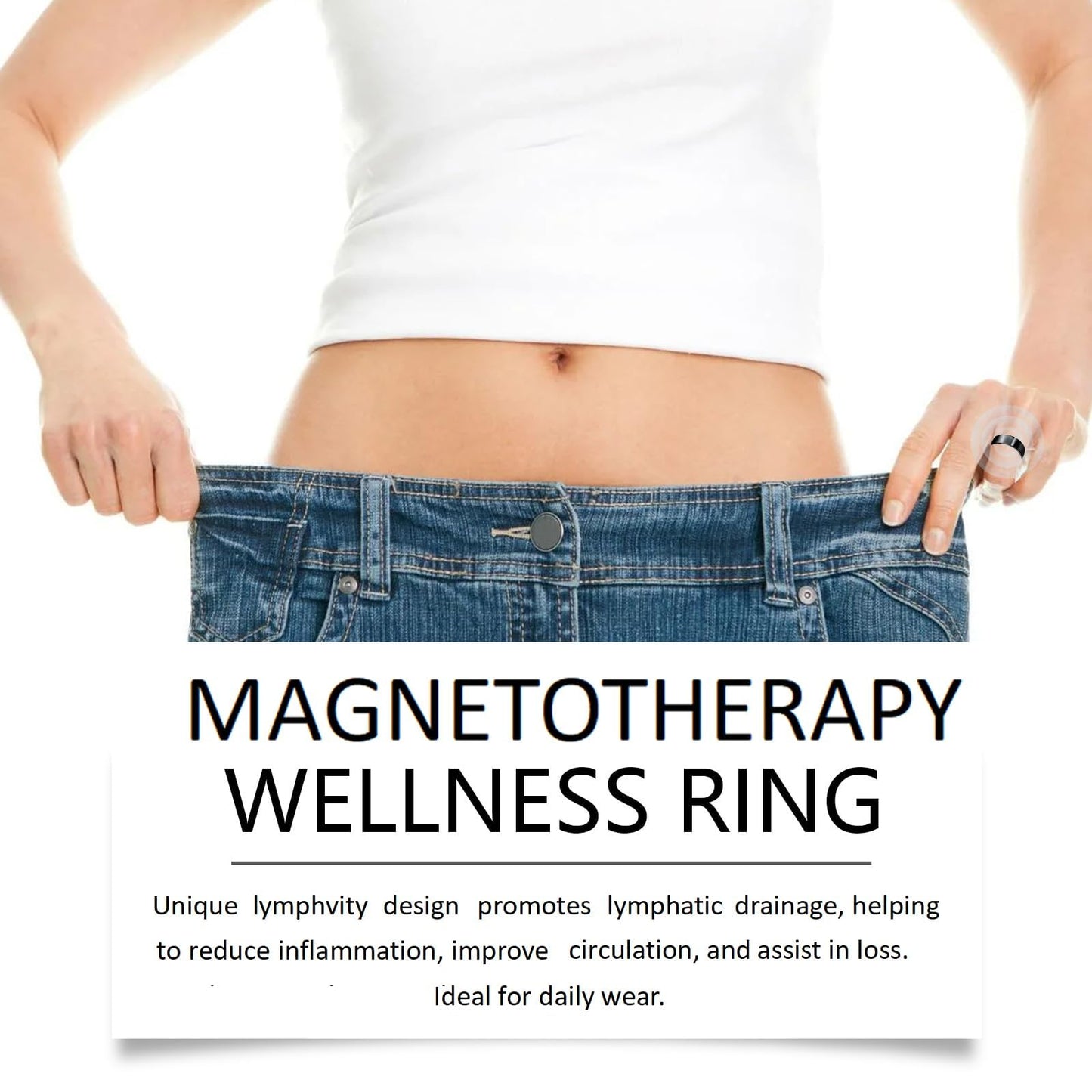 Refined Magnc Stainless Steel Auvulis Migraine Ring Magtherapy Lymphatic Drainage Rings Lymph Nodes Acupuncture Therapy Anti Snoring Rings Migraine Relief Health Jewelry for Men and Women(Black)