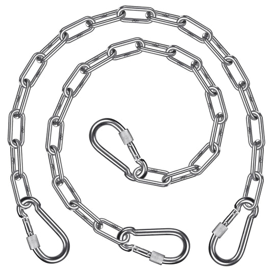 SELEWARE 2-Pack Heavy Duty Stainless Steel Punching Bag Chain, 1000LB Heavy Bag Hanging Chain with Carabiners, 20" Extension Chain for Boxing Bags, Hammocks, Swings, Yoga Trapeze & Hanging Chairs