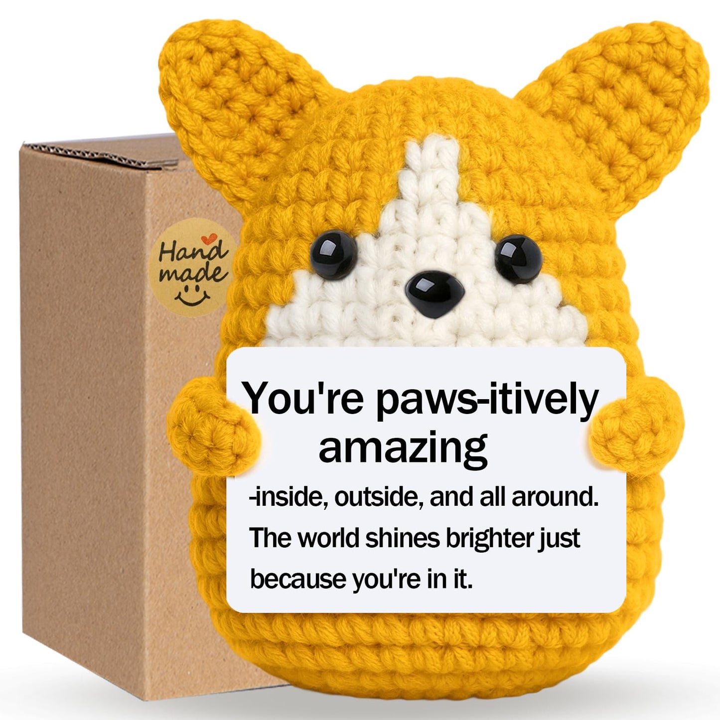 Vatogon Mini Crochet Corgi Gift for Mothers Day Teacher Appreciation,Emotional Support Inspirational Crochet Dog Stuffed Birthday Gift for Dog Lover Friends,Handmade Positive Puppy Desk Decor