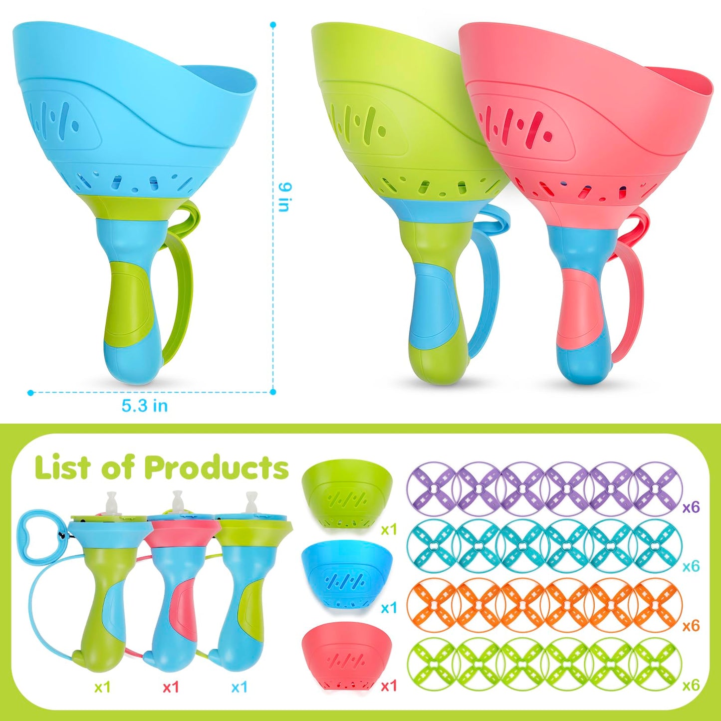 Birebebys Outdoor Toys for Kids Ages 4-8, 3 Packs Flying Catching Game, Outside Manual Capture Chasing Toys for Ages 3-7, Fun Family Games for Boys Girls Ages 2 3 4 5 6