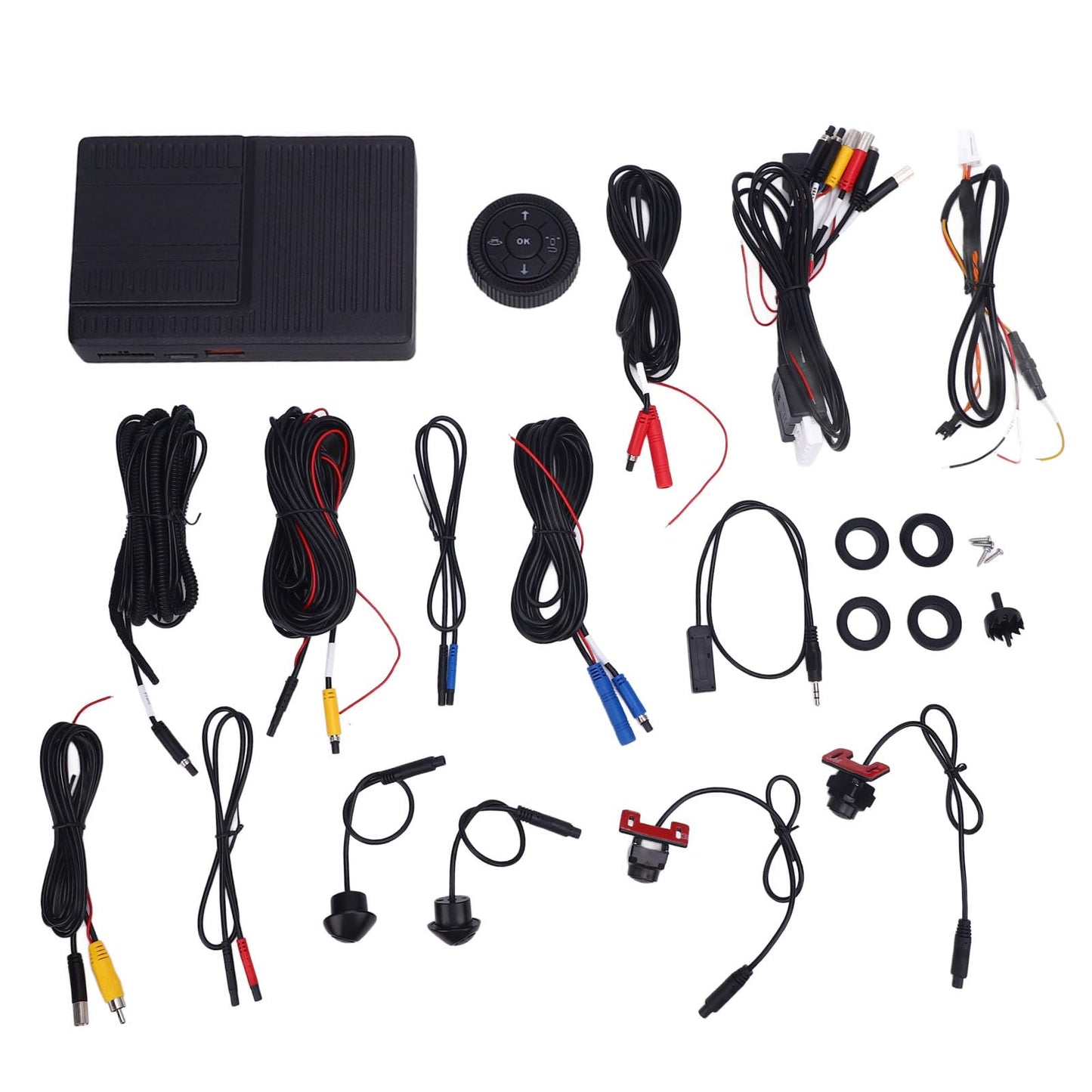 Round Rear View Camera System 360 Degree Panoramic Bird View Universal Fit for Most Cars with AI Detection and Recording