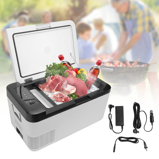 I1MOTOR Portable Car Refrigerator Freezer 12/24V DC and 110-240V AC (-4°F~68°F) 18L /19 Quart Mini Fridge Cooler for RV Van Vehicle Boat Traveling Outdoor Picnic BBQ Camping Fishing