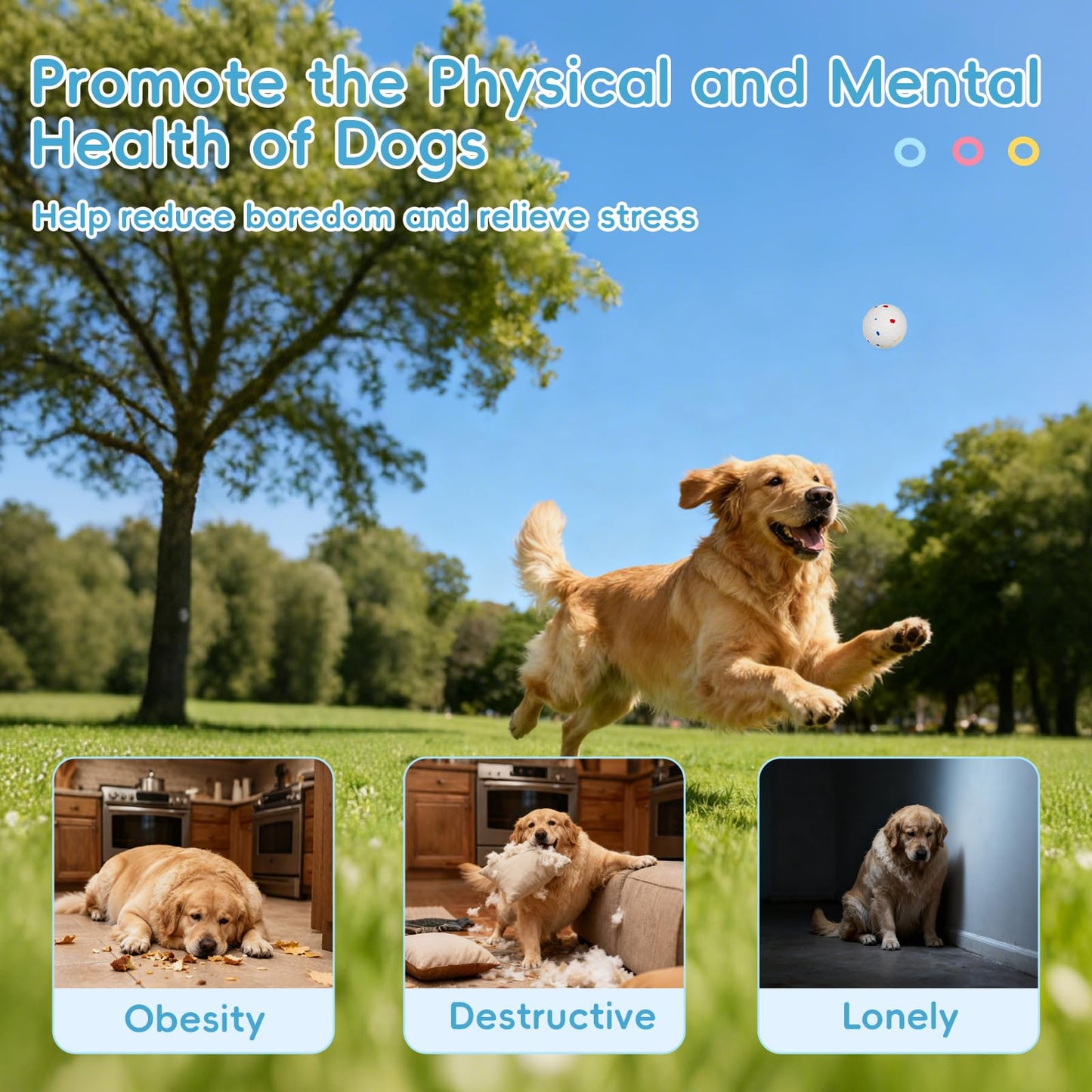 OLenyer Ball Launcher for Dogs: 3 Adjustable Distance 40-80FT,with 8 2.5" ETPU Balls,Remote Control Interactive Dog Toy,Automatic Ball Throwing Machine for Medium/Large Dogs