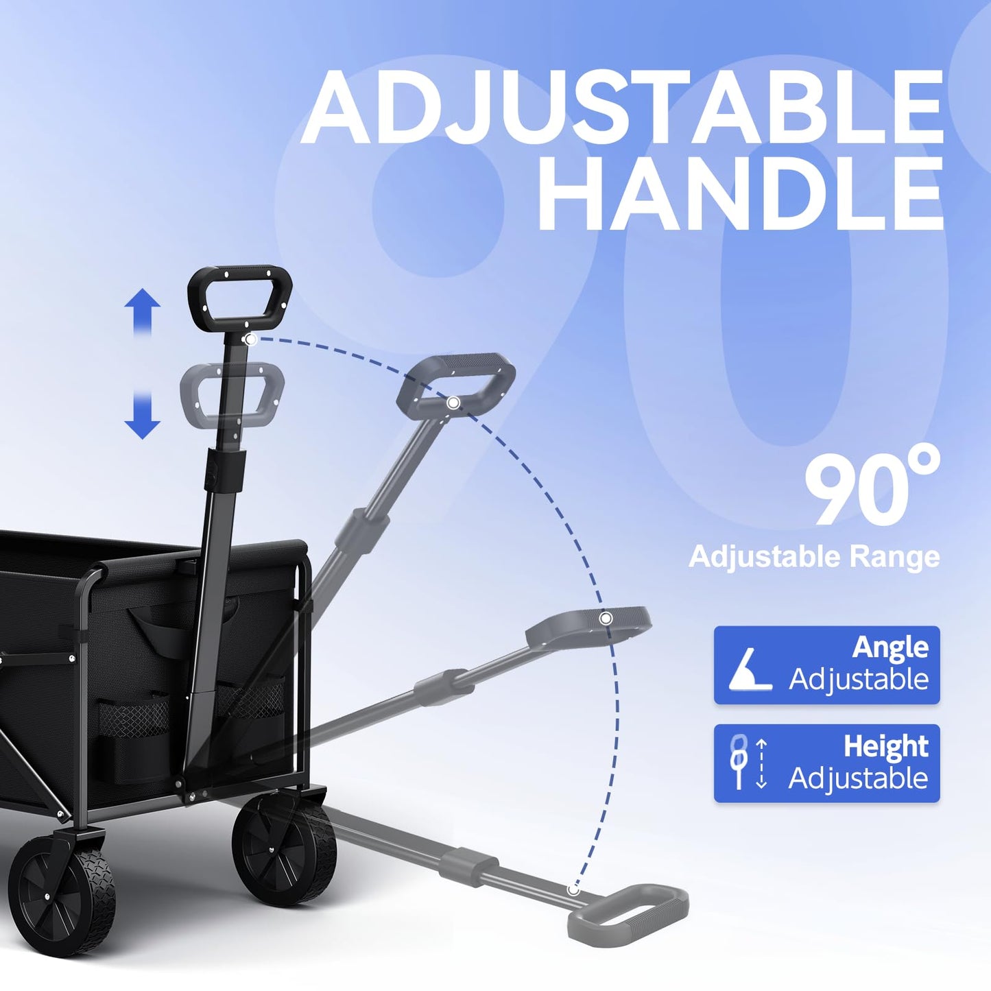 TANSTRIDER Collapsible Foldable Wagon, Folding Wagon with Wheel Heavy Duty with 180lbs Weight Capacity Lightweight Utility Camping Cart for Groceries Garden Beach Sports Fishing (Black)