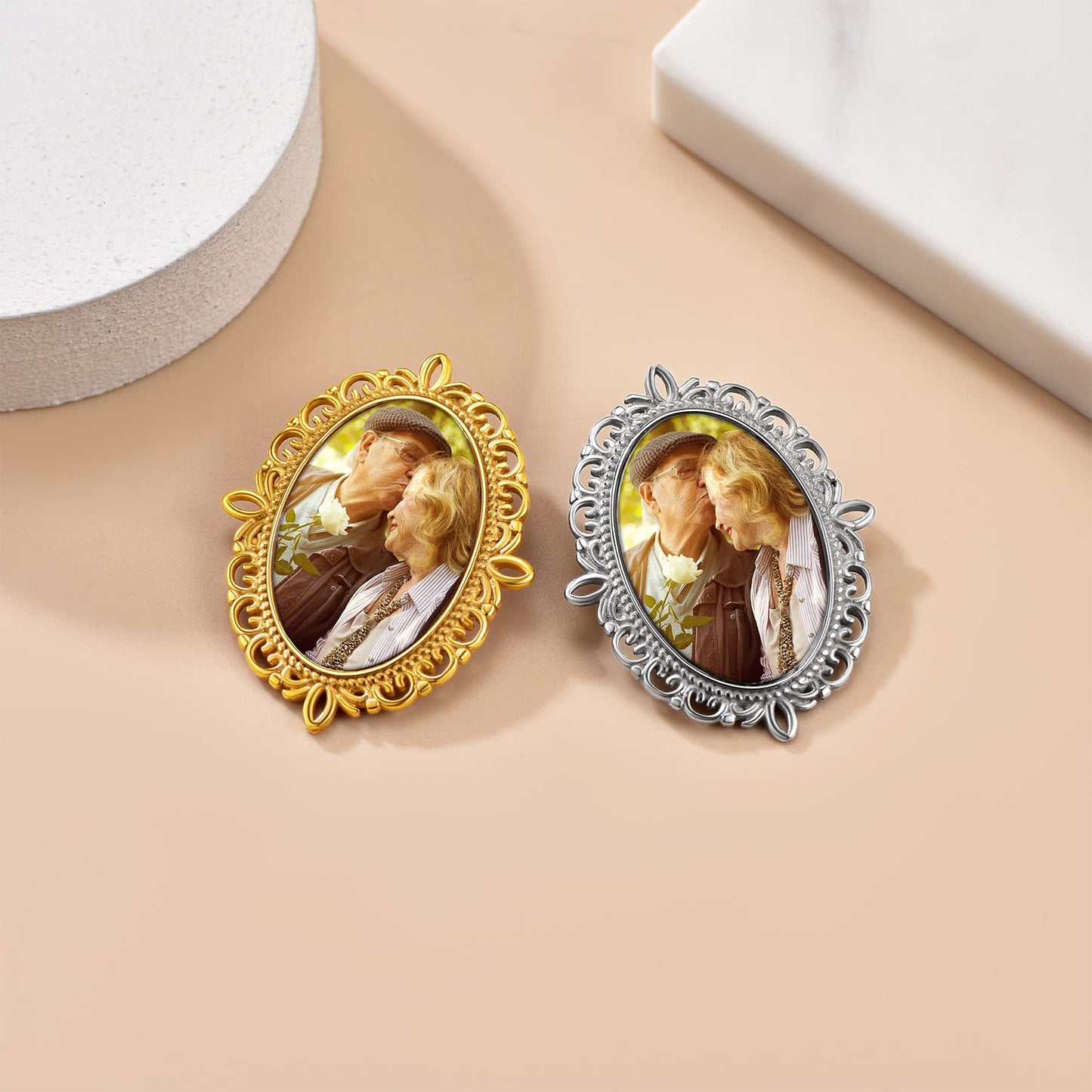 Custom4U Custom Photo Brooch Pin Picture Pins Customized Wedding Bouquet Charm Memorial Boutonniere Pin Memorial Gift for Women Men