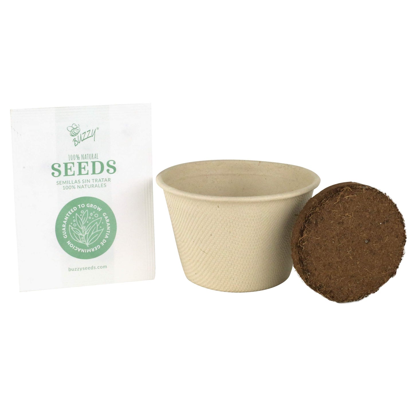 BUZZY Seeds Save The Bees Grow Kit, 12 Biodegradable Mini Flower Pots with Wildflower Seed Packets, Indoor Outdoor Planting Starter Set, DIY Gardening Gift, Sustainable Party Favors Adults