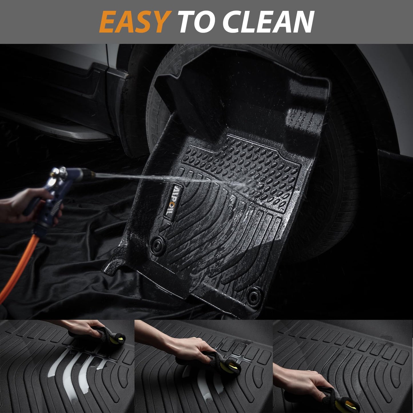 AIPOIL® Floor Floor Mats & Cargo Liner & Seatback Cargo Set for 2019-2024 Nissan Armada & Infiniti QX80 (8 Seats, Not Fit 7 Seats) All Weather TPE Car Full Set Floor Liners Custom Accessories - Black