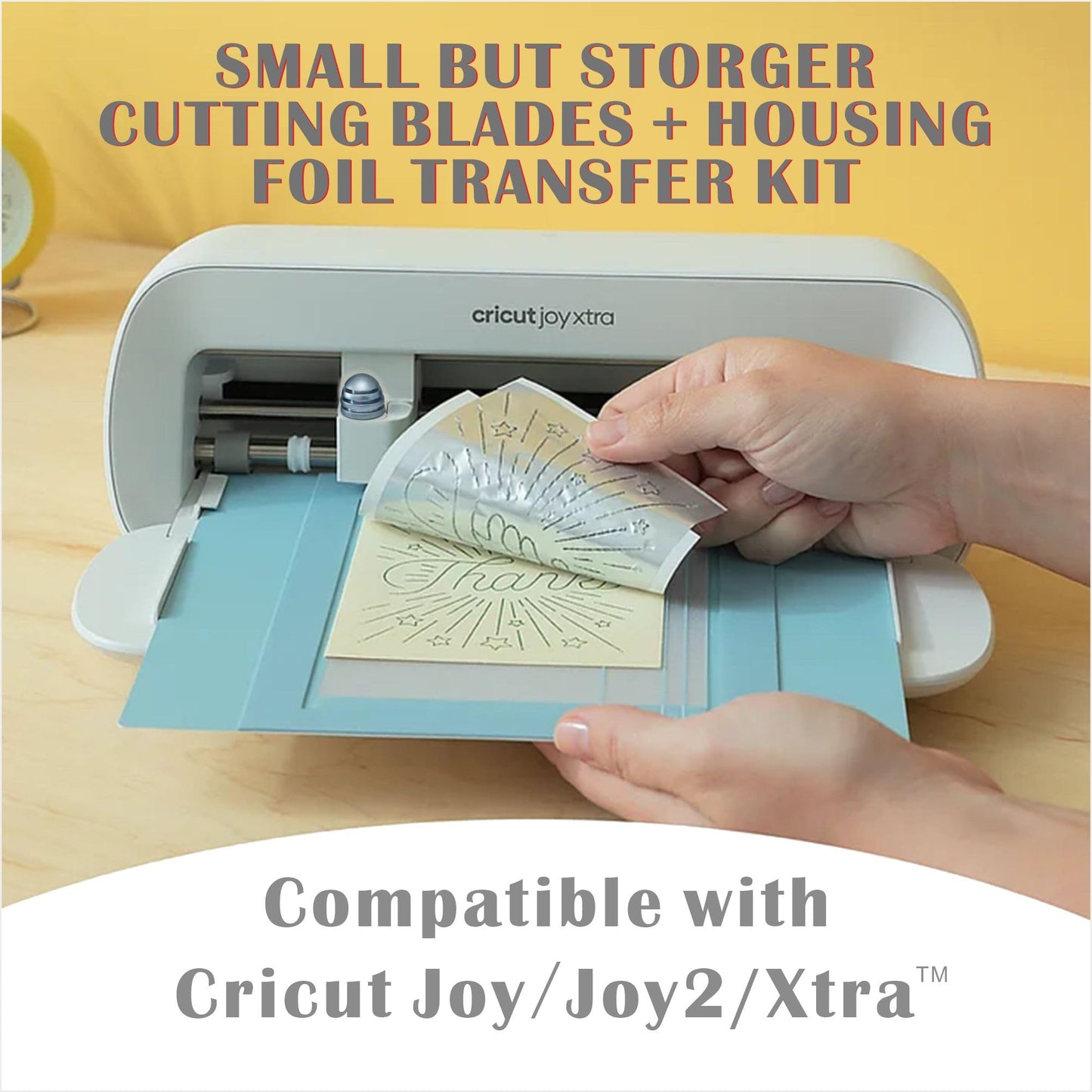 2 Pack Cutting Blades + Housing & Foil Transfer Kit for Cricut Joy/Joy2/Xtra，Cut a Wide Variety of Materials. Foil Transfer Tool Makes it easyto Embellish Insert Cards (Bule)