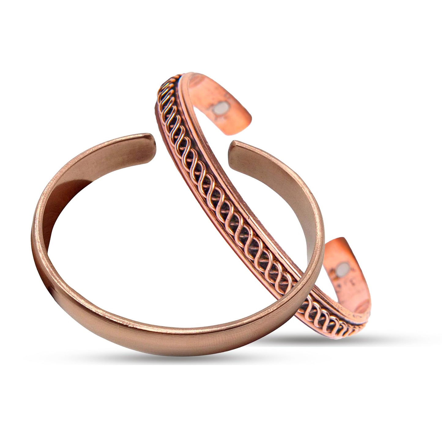 Wonder Care Copper Bracelet for Men & Women | Solid and High Gauge Pure Copper Bracelet | Copper Jewelry Cuff kada Adjustable | Best Rakhi Gift for Brother | Copper Band with Velvet Case and Gift Box