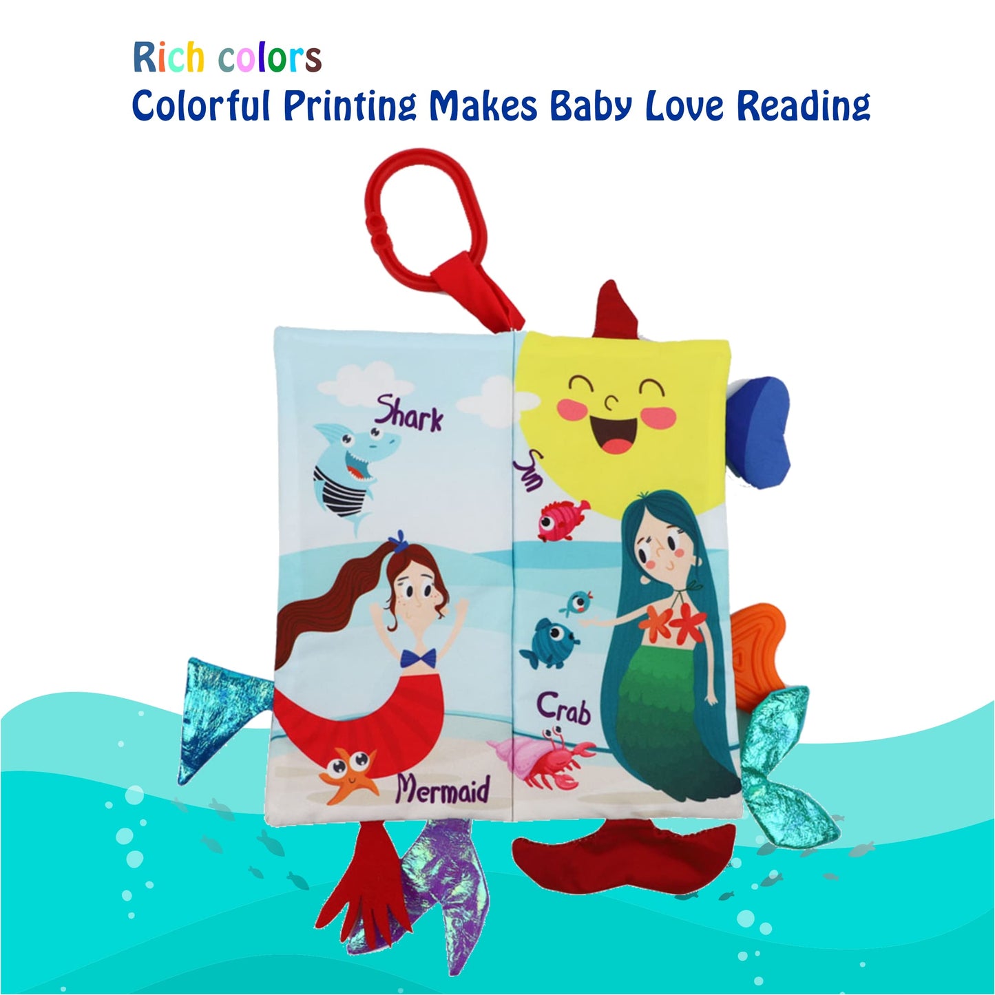 bebe mondo Unicorn Baby Crinkle Books & Mermaid Fish Teething Toy for Newborn Babies Infants 0-3-6-12-18 Months Baby Gift