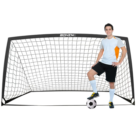 BOHEN 9x5FT Portable Soccer Goal for Kids Backyard with Carry Bag - Easy Folding Lightweight Fun for Outdoor Indoor Training Games for Teen Youth Adult (Black, 9x5FT, 1 Pack)