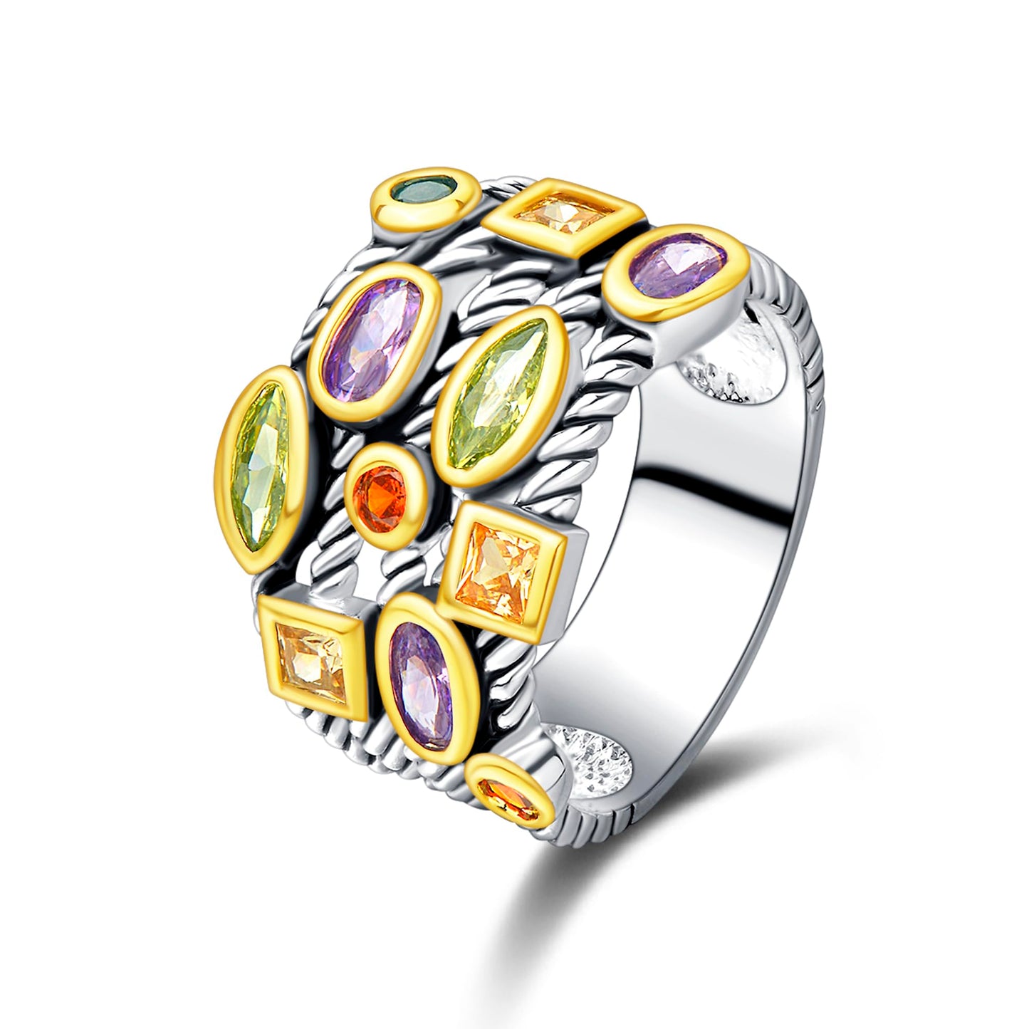 UNY JEWEL Ring Beautiful Multi CZ Twisted Cable Wire Designer Fashion Brand Vintage Love Antique Womens Jewelry (8)