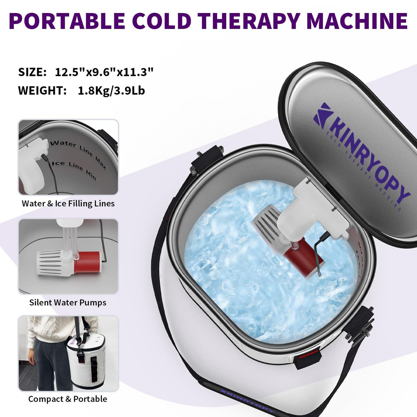 Cold Therapy Machine with Programmable Timer, Portable Ice Machine for Knee After Surgery, Knee Replacement Recovery System, Cryotherapy Pain Relief w/Compression Pad