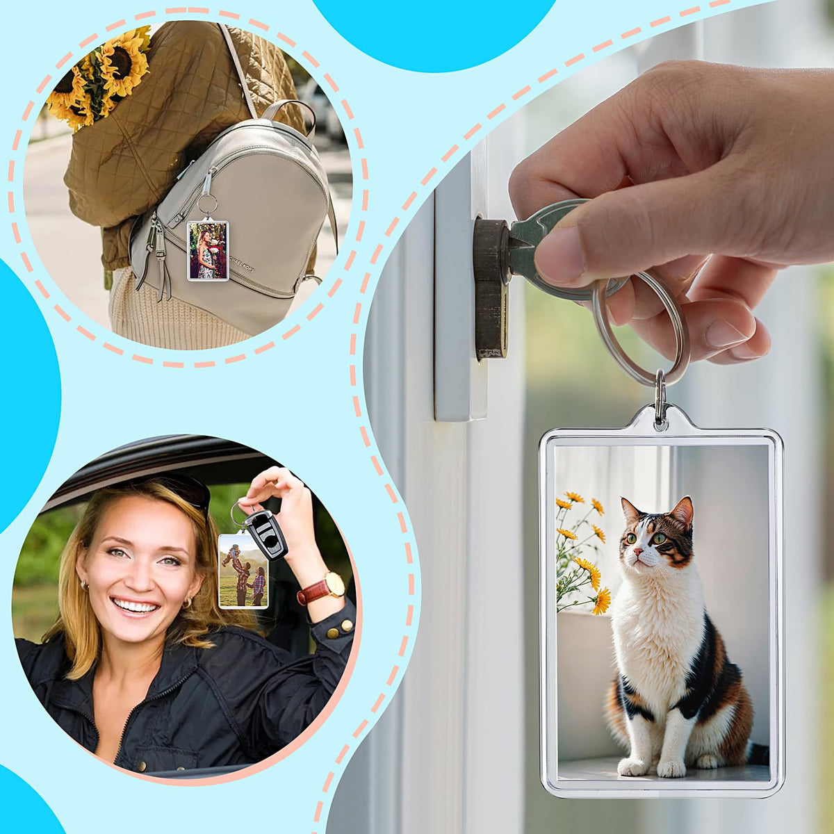 ZHLISHQINJJ 12 Pcs Photo Keychain (2 x 3inch) Transparent Picture Keychain, Acrylic Photo Insert Keychain Blank Photo Insert Keyring DIY Personalize Favor Graduation Gift