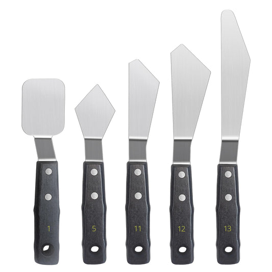 5PCS Paint Knife Large Palette Knives Set Stainless Steel Spatula Pallet Knife Color Mixing Art Supplies for Oil, Acrylic, Canvas, Watercolor Painting