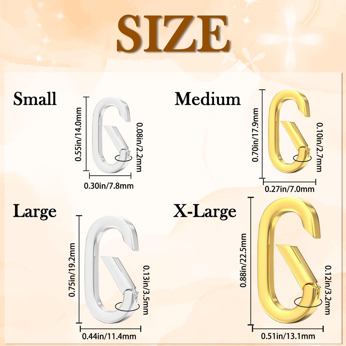 8PCS Oval Clasp Carabiner Necklace Connector Stainless Steel Spring Clasps Bracelet Closures Keychain Lock Clasps Necklaces Clips Key Ring Bracelets Shortener for Jewelry Finding DIY Making Kit (A23)