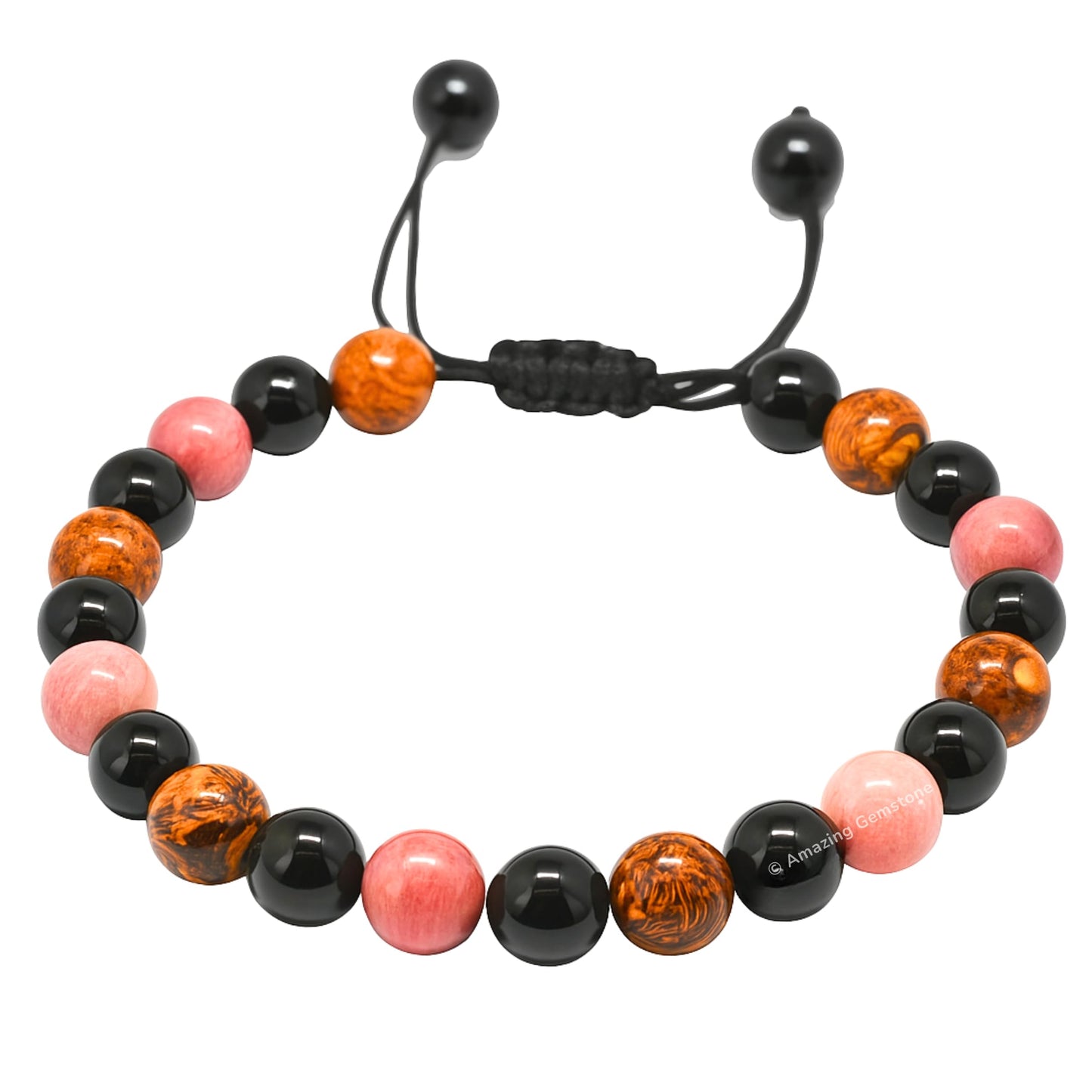 Amazing Gemstone Taurus Zodiac Crystal Bracelet - Rhodonite Mariyam Jasper Black Tourmaline Birthstone Bracelets Women Men Healing Calming Anxiety Stress Relief Gifts (Adjustable)