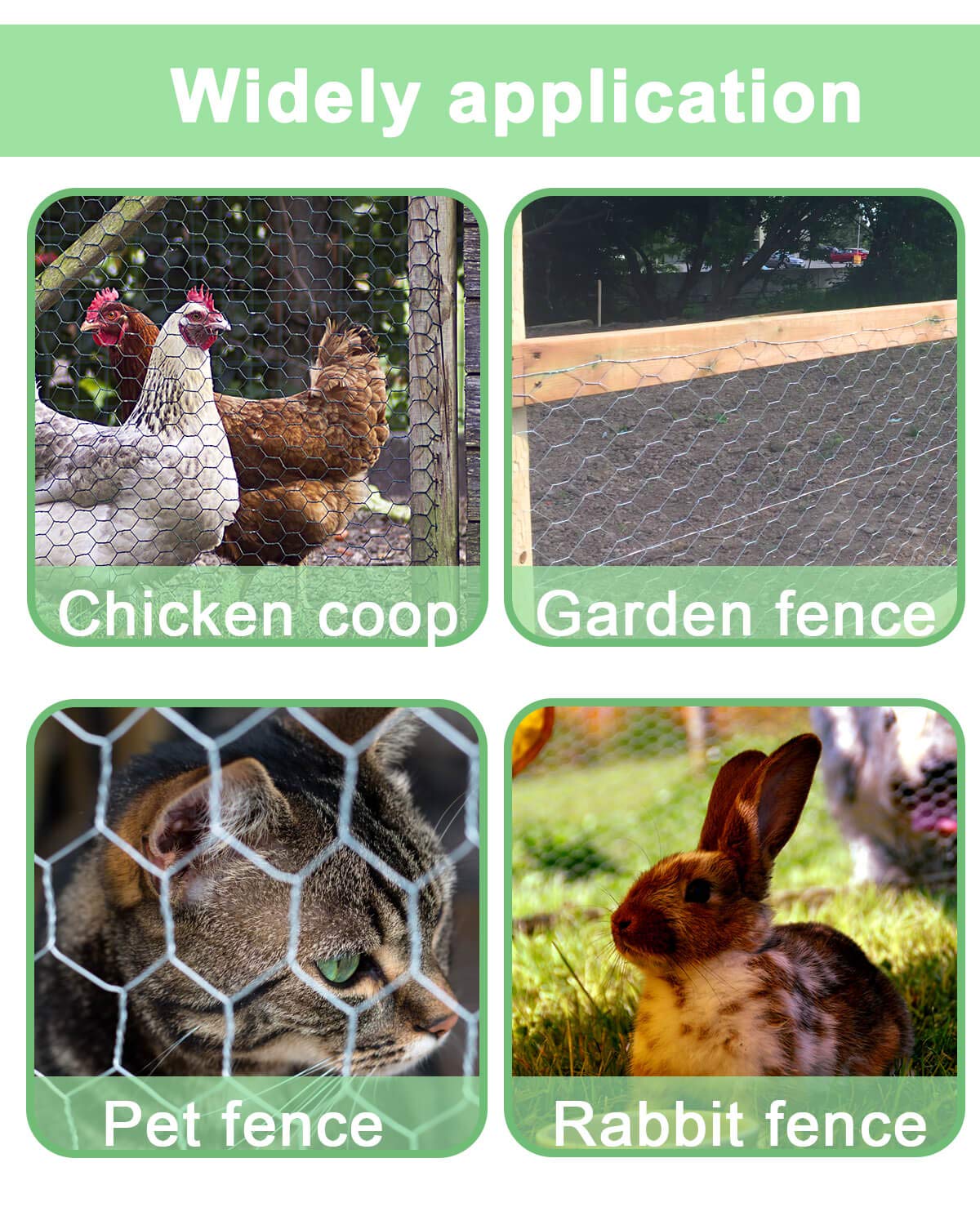 Garden Poultry Chicken Wire Netting - 72 '' × 150 ' Garden Fence Animal Barrier, Chicken Wire for Crafts, 1 inch Mesh Poultry Netting Fence, Pet/Rabbit/Chicken Wire Fencing
