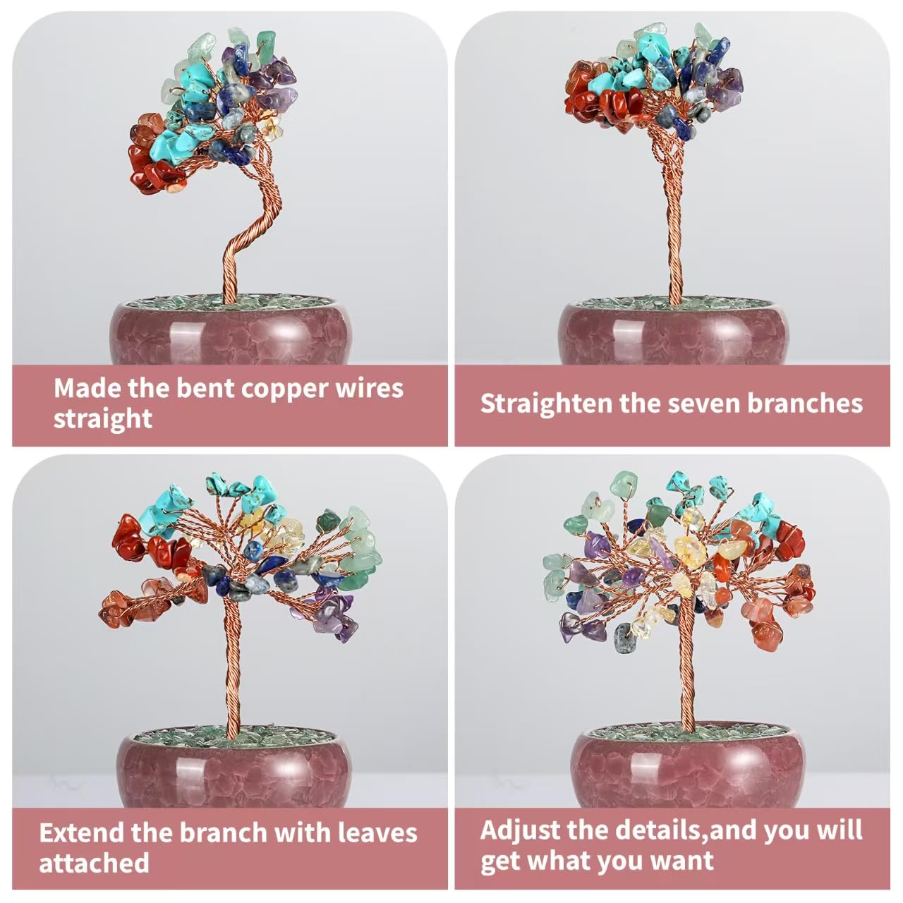 Bosfante Crystal Tree of Life for Wealth & Prosperity,Seven Chakra Tree for Energy Balance,Crystal Decoration for Home