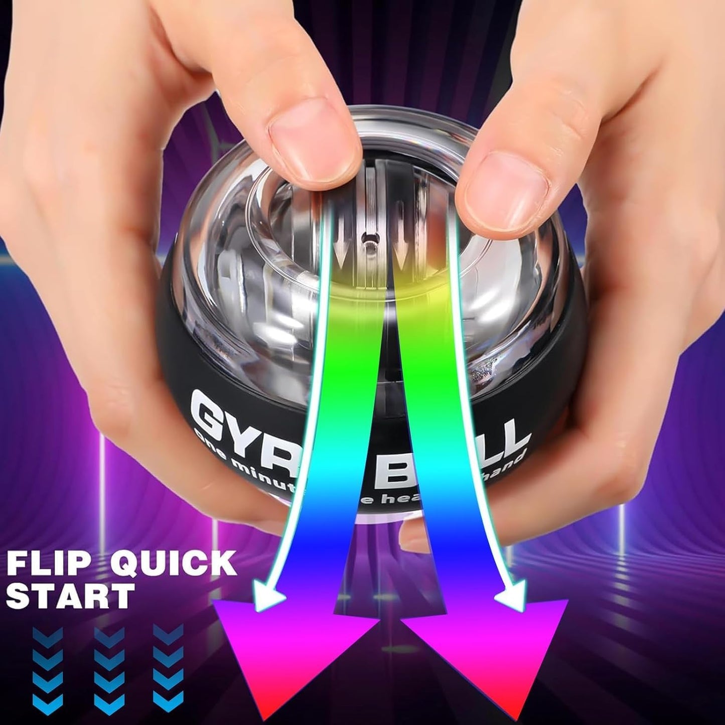 Torque Ball Hand Exerciser - Self-Starting Wrist Power Gyro Balls with Auto-Start Colorful LED Lighting, 2026 Internal Resistance System Torque-Ball (Red)
