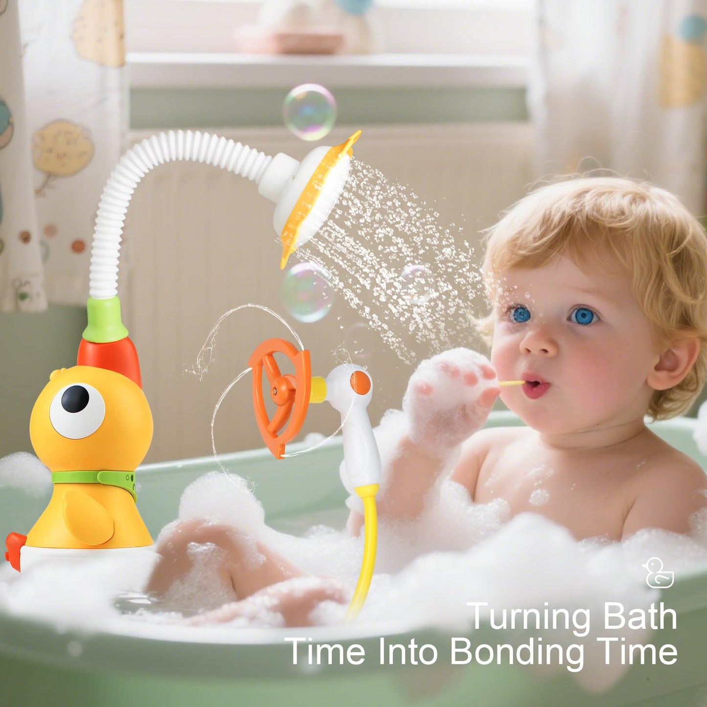 XYUYTOEI Baby Bath Sprayer Toy for Toddlers-Adjustable Water Flow Rinser with 3 Squirting Ducks & Bathtub Shower Head,Fun Bath Time Gift for 1 2 3 Year Old Kids, Babies & Newborns