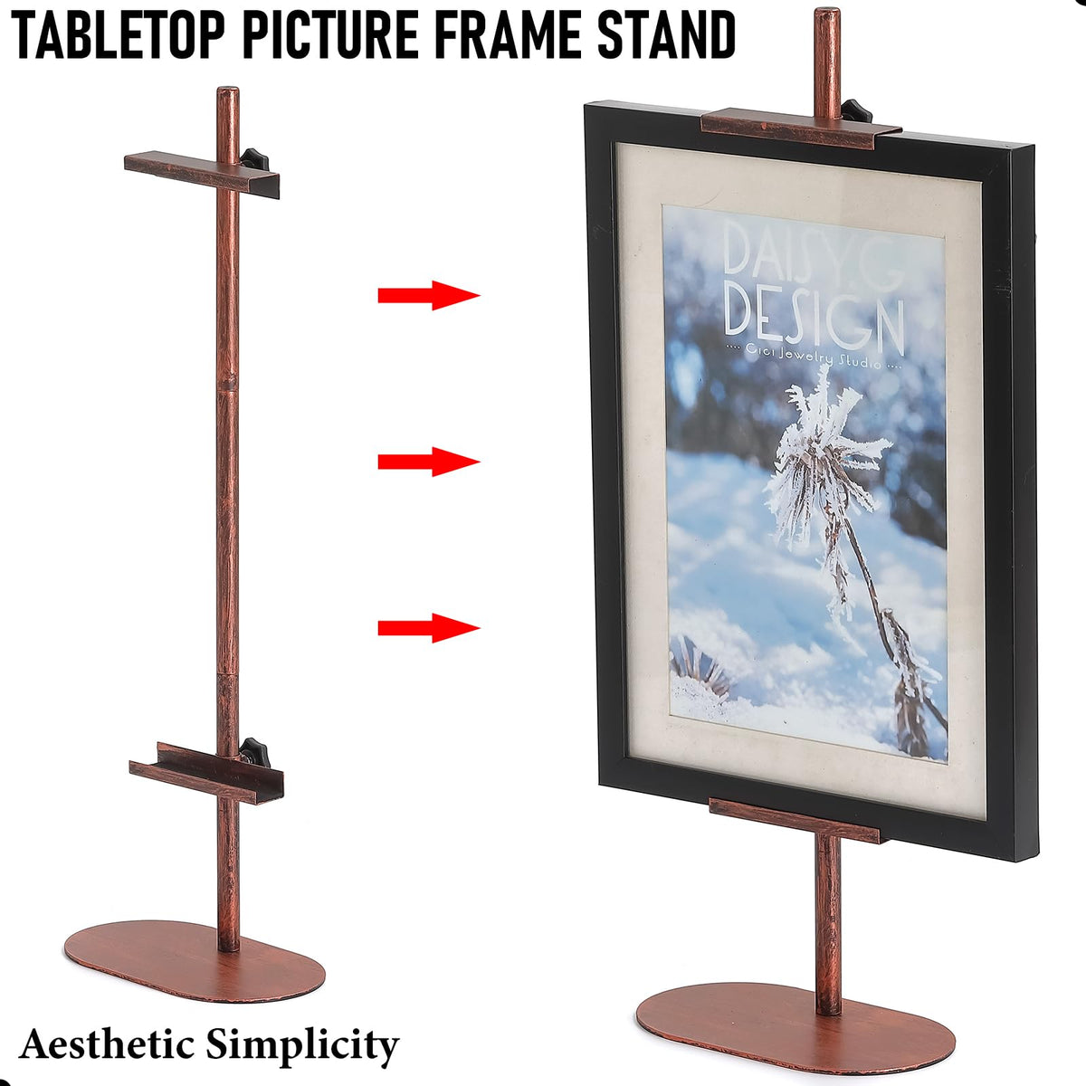 Adjustable Easel Stands for Display, Tabletop Easel Stand for Picture Frames up to 28", Antique Heavy Duty Sign Stand for Art Paintings Photos, Picture Easel with Base for Home Office Galleries