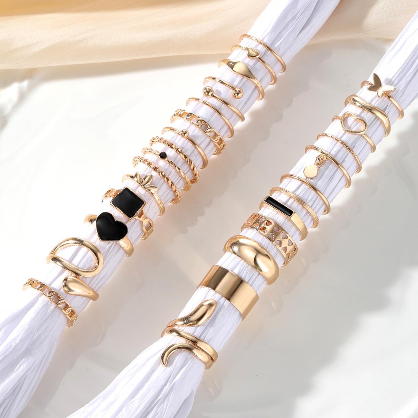 IFKM Gold Knuckle Rings Set For Women Vintage Stackable Joint Finger Midi Rings Dainty Cubic Zirconia Crystal Simple Twist Hollow Cute Rings Pack Jewelry Gift (Hidden Love, Gold)