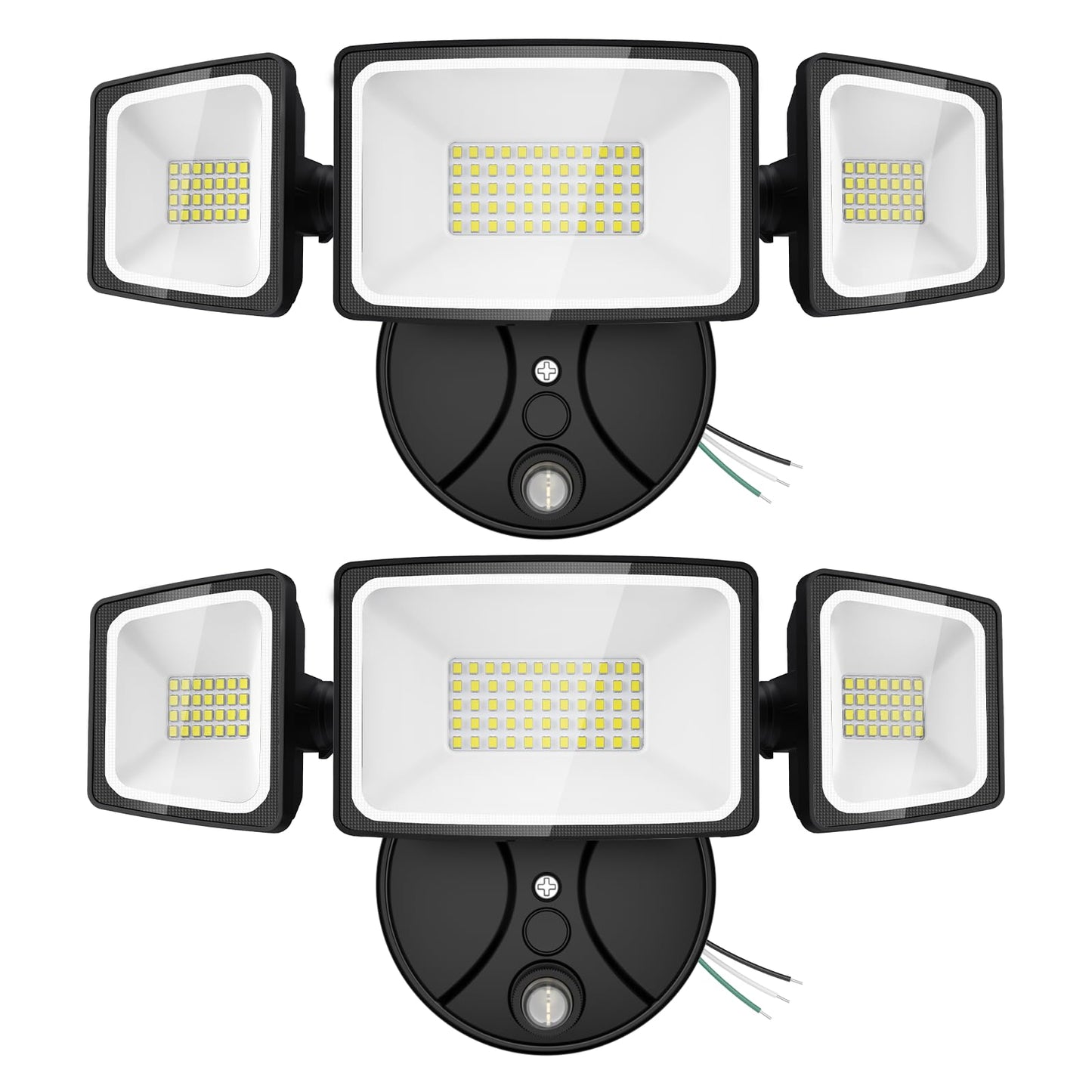 Onforu 70W LED Dusk to Dawn Outdoor Lighting,2 Packs 7000LM Exterior Flood Lights,IP65 Waterproof Outdoor 3 Adjustable Heads Photocell Black Lights Fixture,6500K Daylight White Floodlights(Black)