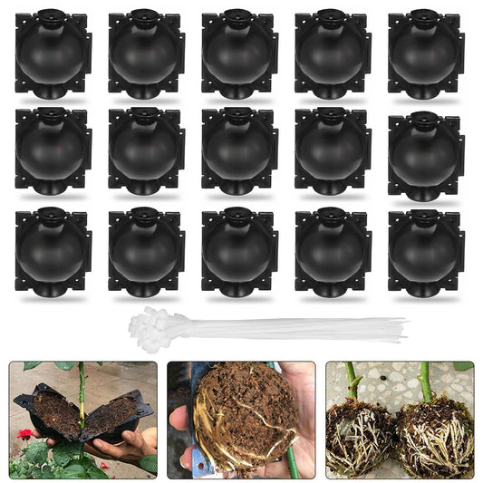 nutroeno 15 pcs Plant Root Growing Box Cloning Ball - Air Layering High Pressure Grafting Propagation Ball, Assisted Cutting Rooting for Plants Asexual Reproduction(M)
