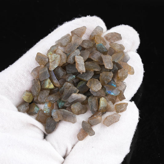CRYSTALIS Wholesale Bulk 100pcs, 3-6mm, Natural Small Labradorite Raw Crystals, Loose Gemstone Rough Jewelry Making Supply, Chakra Healing, Wire Wrapping, DIY, Tumbling, Gem Collection
